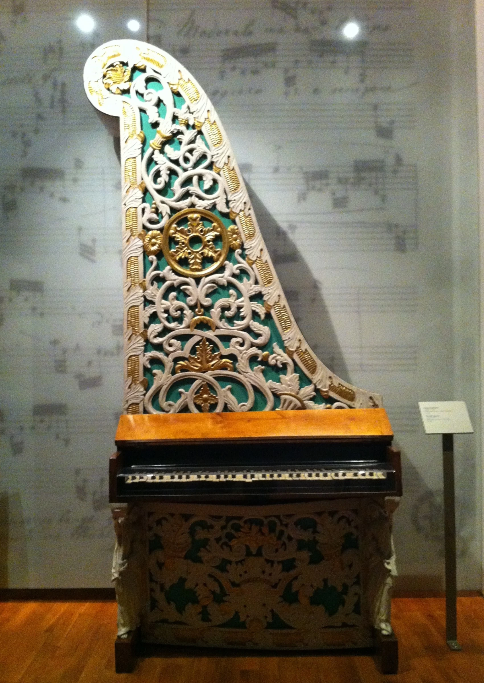 A Giraffe piano, Czech, 19th century, in Prague's Museum of Music. Photo: GK