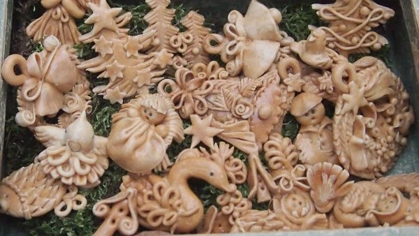 Christmas decoration from wax at the Christmas exhibition at the Botanical Garden of Charles University, Prague, December 2013