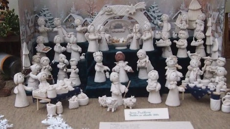 Nativity scene from salt dough at the Christmas exhibition at the Botanical Garden of Charles University, Prague, December 2013